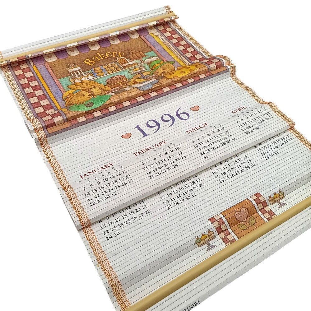 Vintage 1996-1997 Bamboo Wall Hangings With Calendar